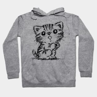 Black and White Sketch of an American Shorthair Hoodie